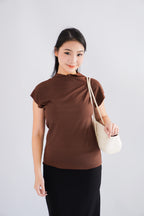 Finny High Neck Top in Brown
