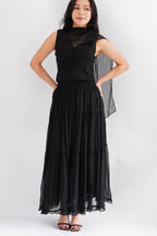 Lania Sash Vest Top and Skirt Set in Black
