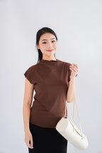 Finny High Neck Top in Brown