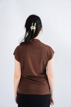 Finny High Neck Top in Brown