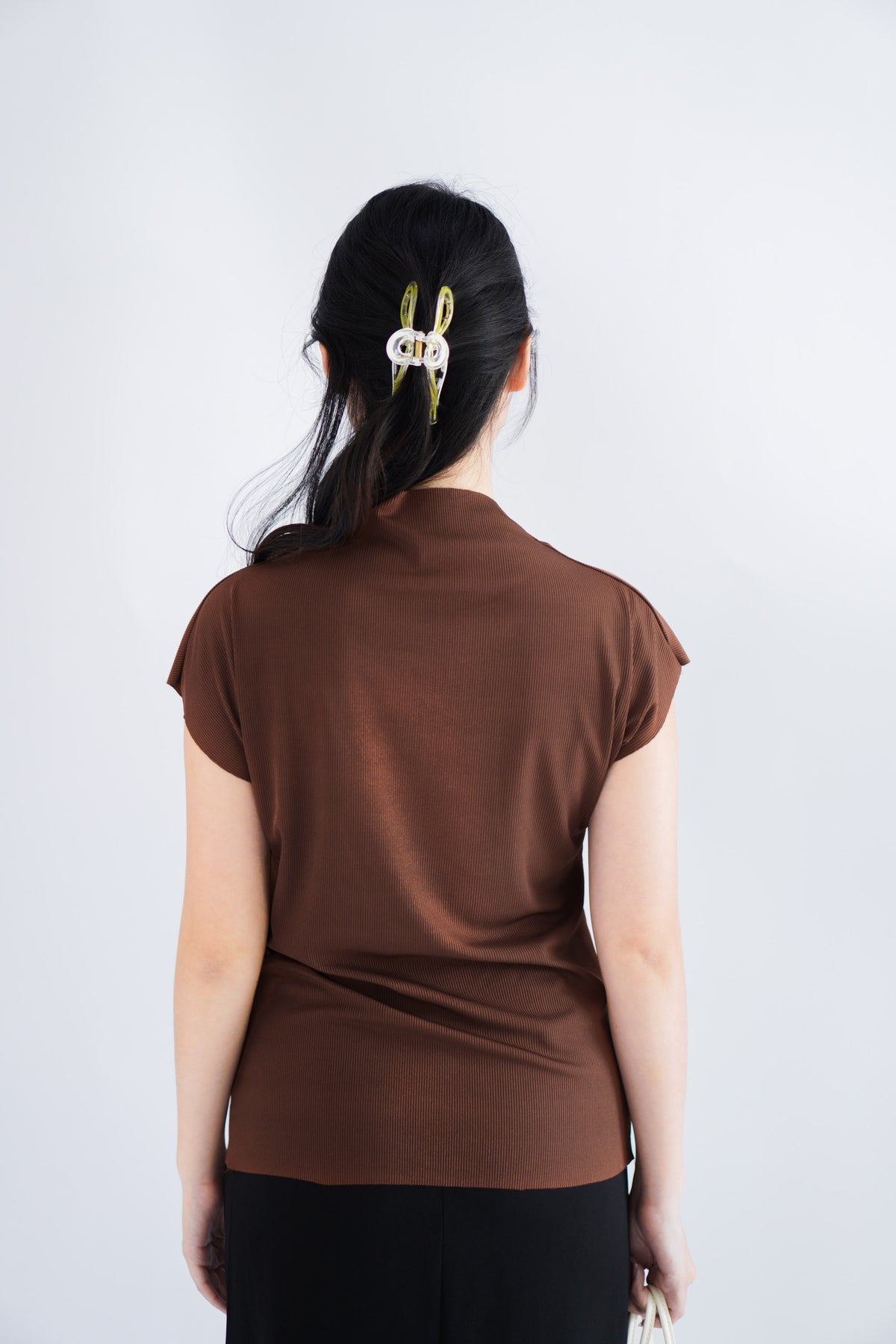 Finny High Neck Top in Brown