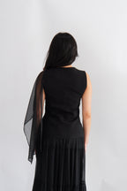 Lania Sash Vest Top and Skirt Set in Black