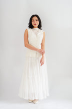Lania Sash Vest Top and Skirt Set in Light Beige