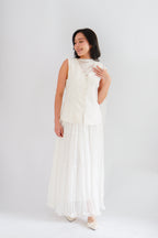 Lania Sash Vest Top and Skirt Set in Light Beige