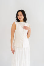 Lania Sash Vest Top and Skirt Set in Light Beige