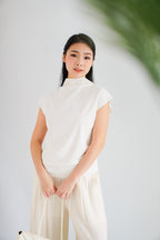 Finny High Neck Top in White