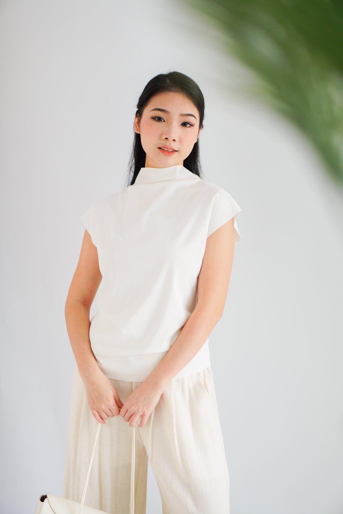 Finny High Neck Top in White