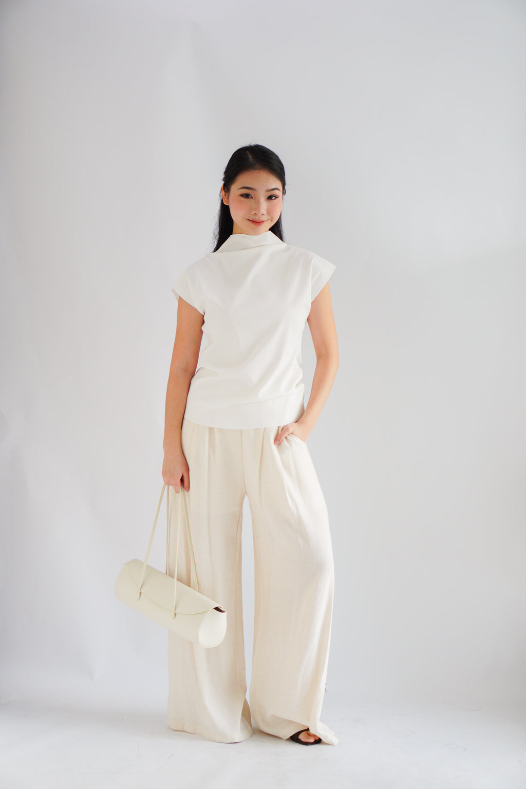 Finny High Neck Top in White