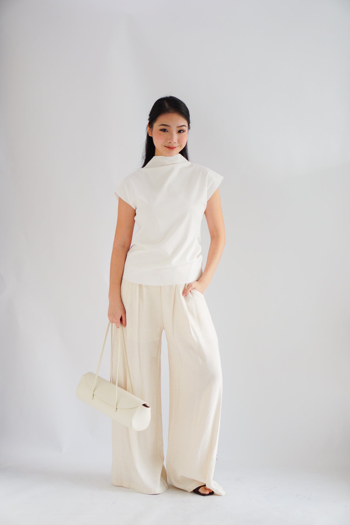 Finny High Neck Top in White