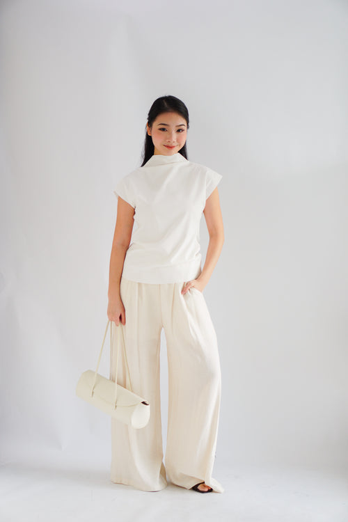 Finny High Neck Top in White