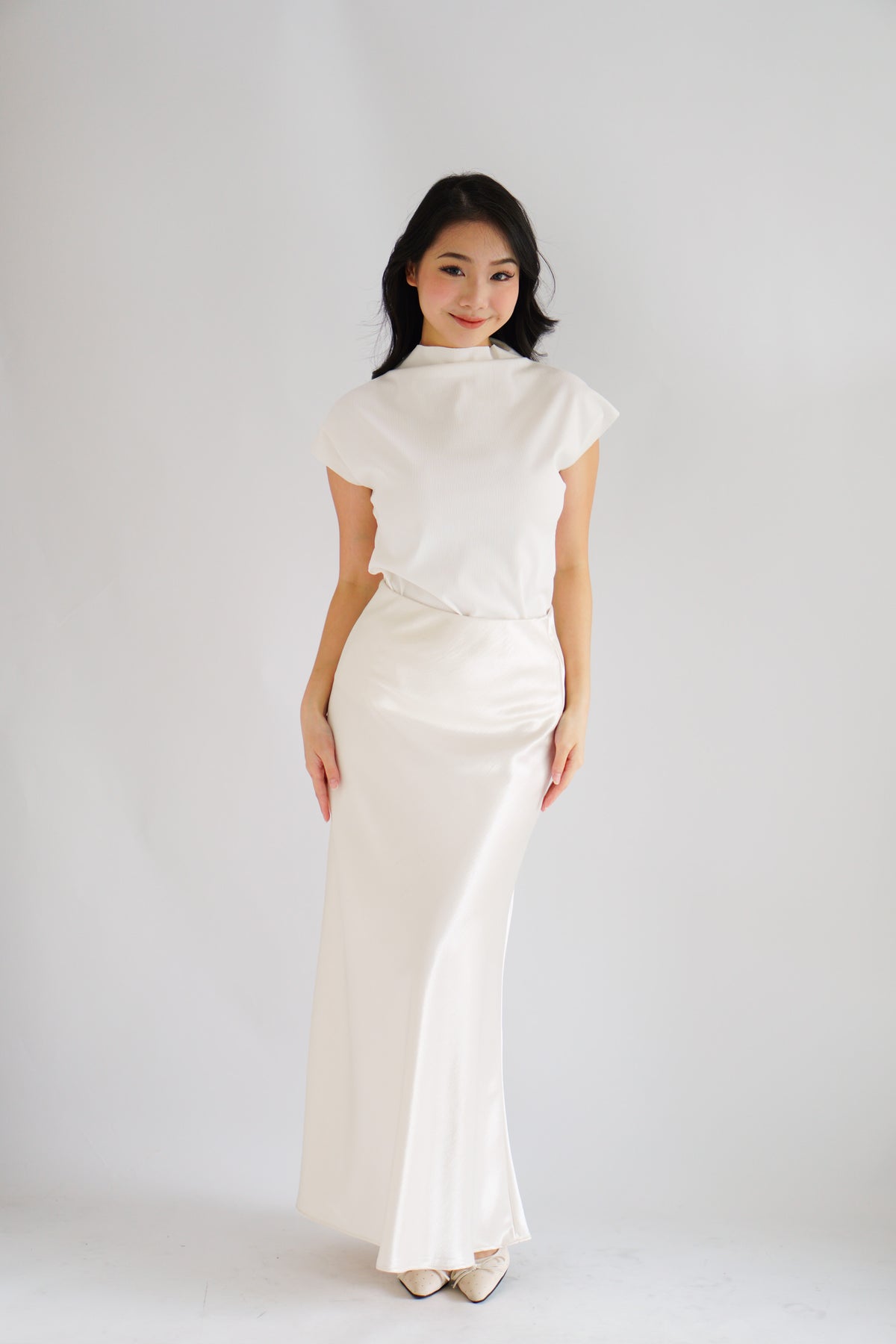 Finny High Neck Top in White
