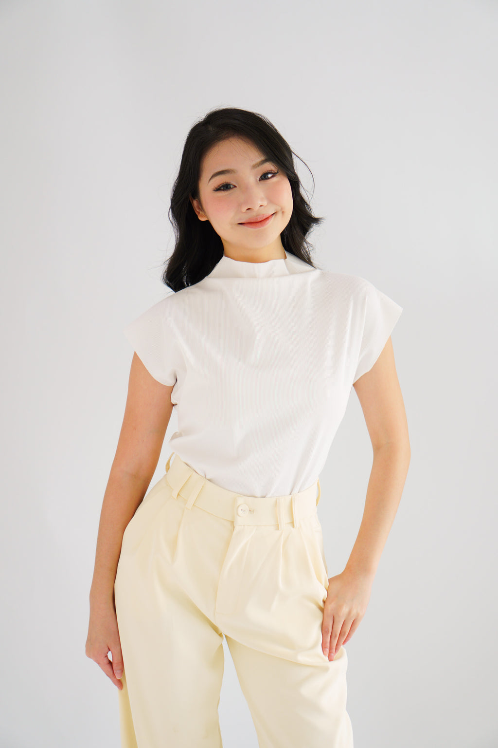 Finny High Neck Top in White
