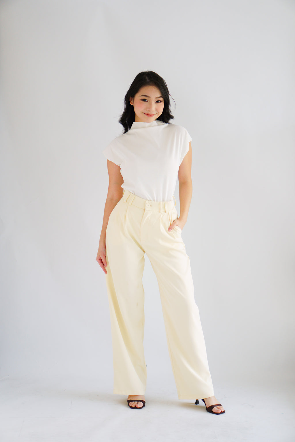 Finny High Neck Top in White