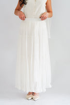 Lania Sash Vest Top and Skirt Set in Light Beige
