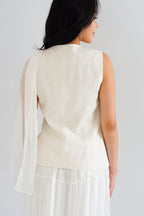 Lania Sash Vest Top and Skirt Set in Light Beige