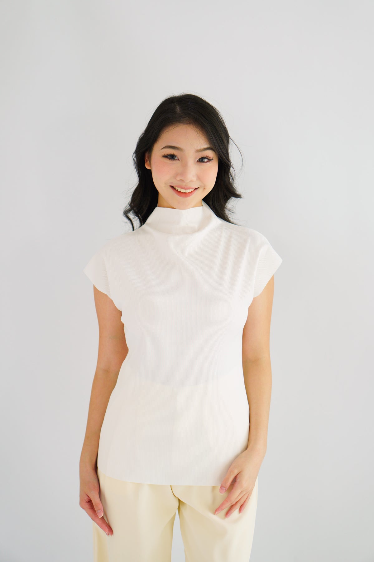 Finny High Neck Top in White