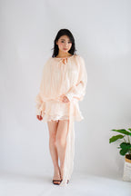 Louisa Long Sleeve Dress in Champagne Cream