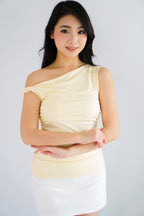 Nomi Toga Ruched Top in Cream Yellow