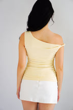 Nomi Toga Ruched Top in Cream Yellow
