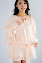 Louisa Long Sleeve Dress in Champagne Cream