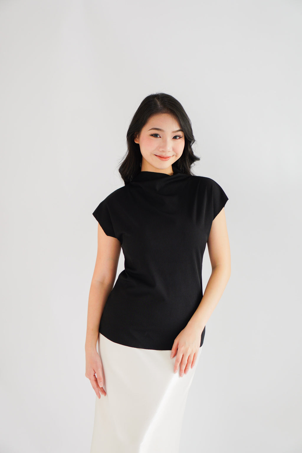 Finny High Neck Top in Black