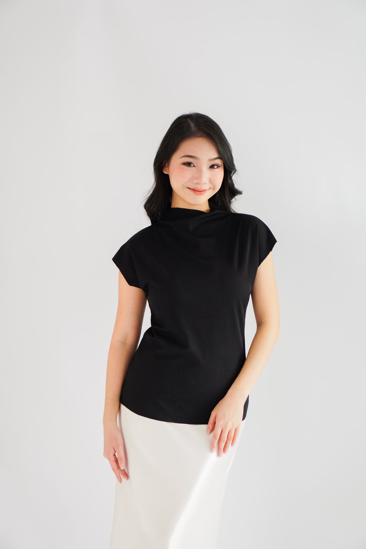 Finny High Neck Top in Black