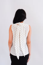 (BACKORDER) Milimay Choker Tie Neck Polkadot Top in White
