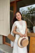 Lania Sash Vest Top and Skirt Set in Light Beige
