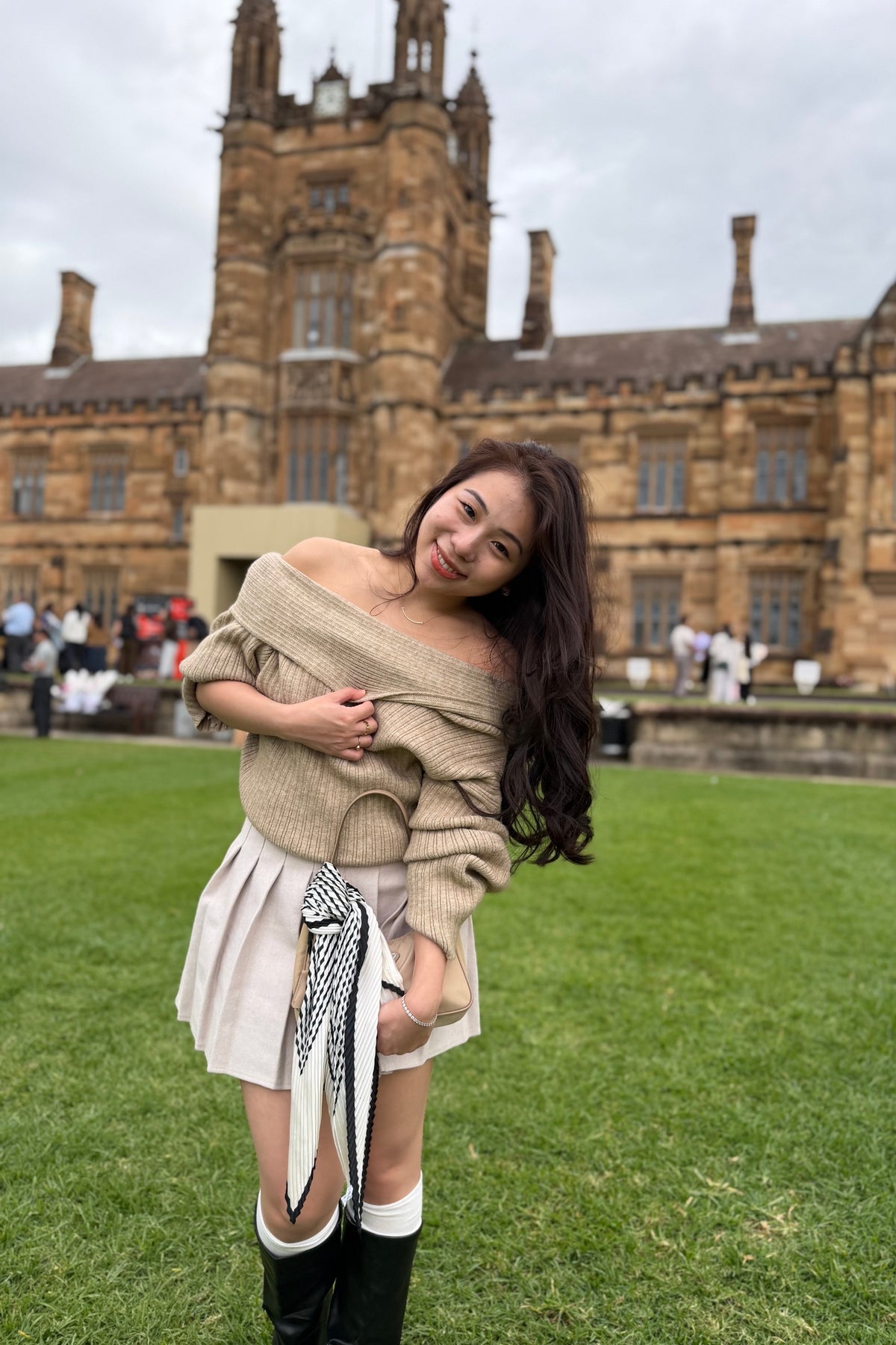 Ariane Pleated Mini Skirt in Beige