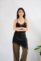 Nicolette Asymmetrical Lace Camisole Top in Black