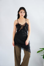 Nicolette Asymmetrical Lace Camisole Top in Black