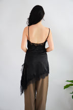 Nicolette Asymmetrical Lace Camisole Top in Black