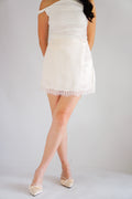 Luver Lace Mini Satin Skirt in Cream