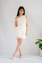 Luver Lace Mini Satin Skirt in Cream
