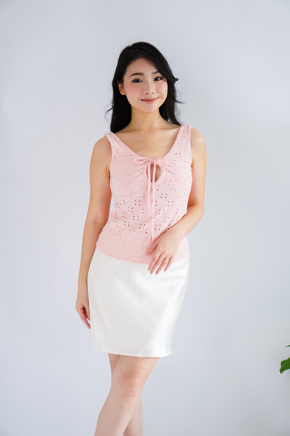 Kitri Mini Satin Skirt in Cream
