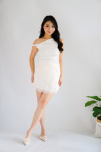 Luver Lace Mini Satin Skirt in Cream