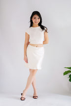 Kitri Mini Satin Skirt in Cream