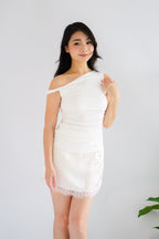 Luver Lace Mini Satin Skirt in Cream