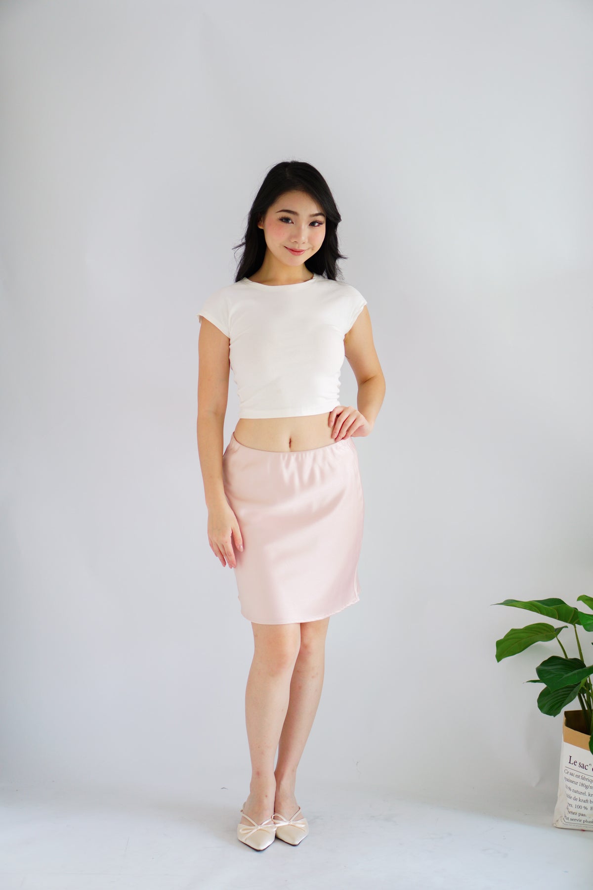 Kitri Mini Satin Skirt in Pink