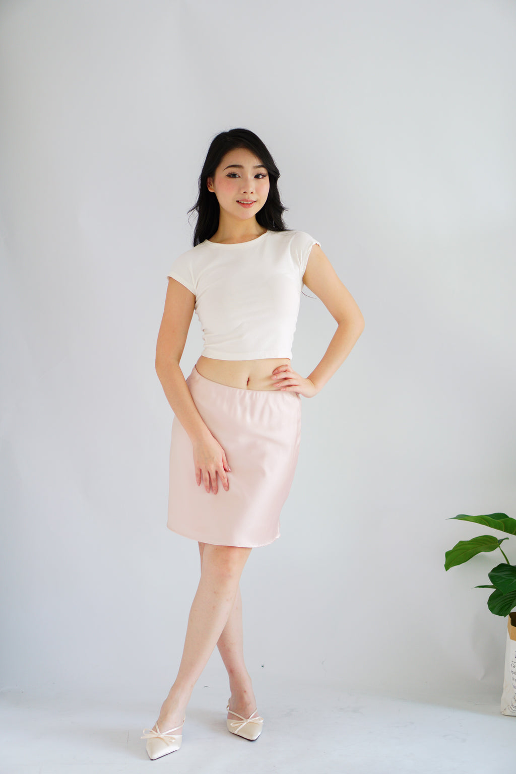 Kitri Mini Satin Skirt in Pink