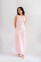 Rismi Drop Waist Asymmetrical Maxi Dress in Pink