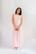 Rismi Drop Waist Asymmetrical Maxi Dress in Pink