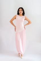 Rismi Drop Waist Asymmetrical Maxi Dress in Pink