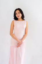 Rismi Drop Waist Asymmetrical Maxi Dress in Pink