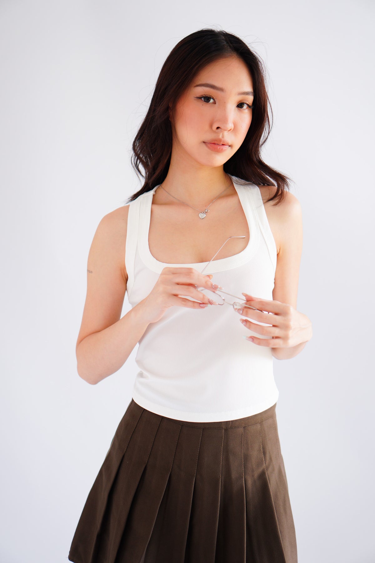 Rach Basic Halter Neck Tank Top in White