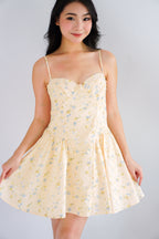 Sophissa Floral Bustier Mini Dress in Yellow