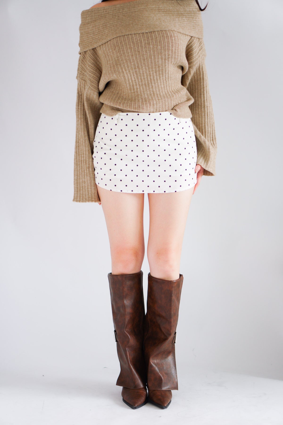 Balni Polkadot Mini Skirt in White