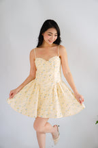 Sophissa Floral Bustier Mini Dress in Yellow