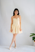 Sophissa Floral Bustier Mini Dress in Yellow