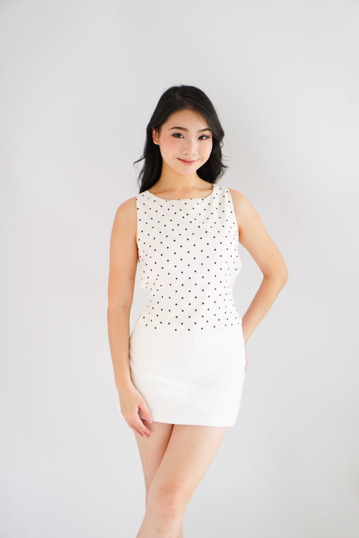 Balni Polkadot Mini Skirt in White
